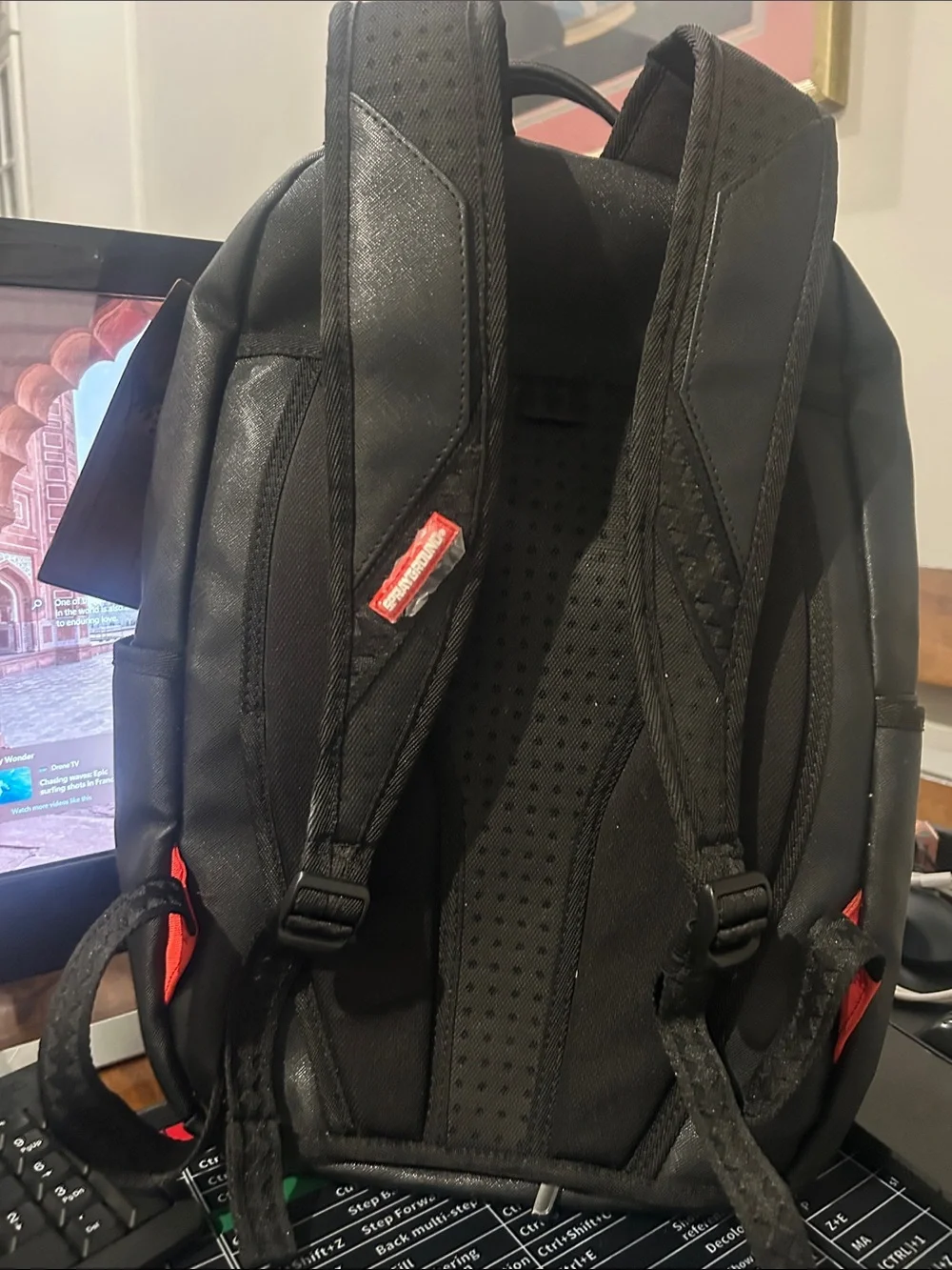 Sprayground Black with Red & White Shark Jaw Backpack